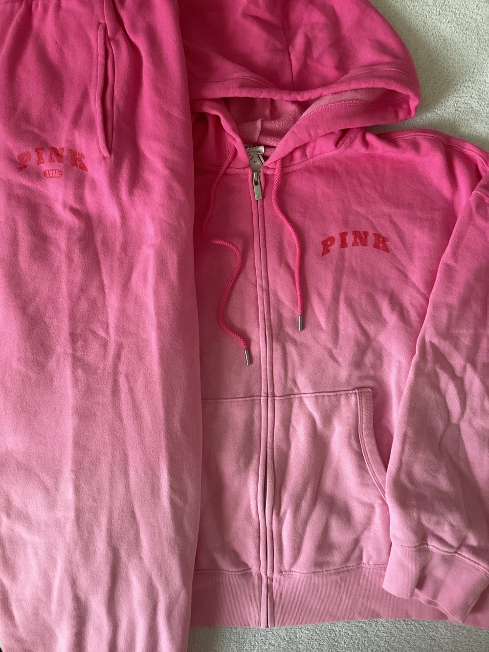 Victoria’s Secret PINK Ombré Dip Dye Lollipop Hoodie Jacket Joggers Set L NWT
